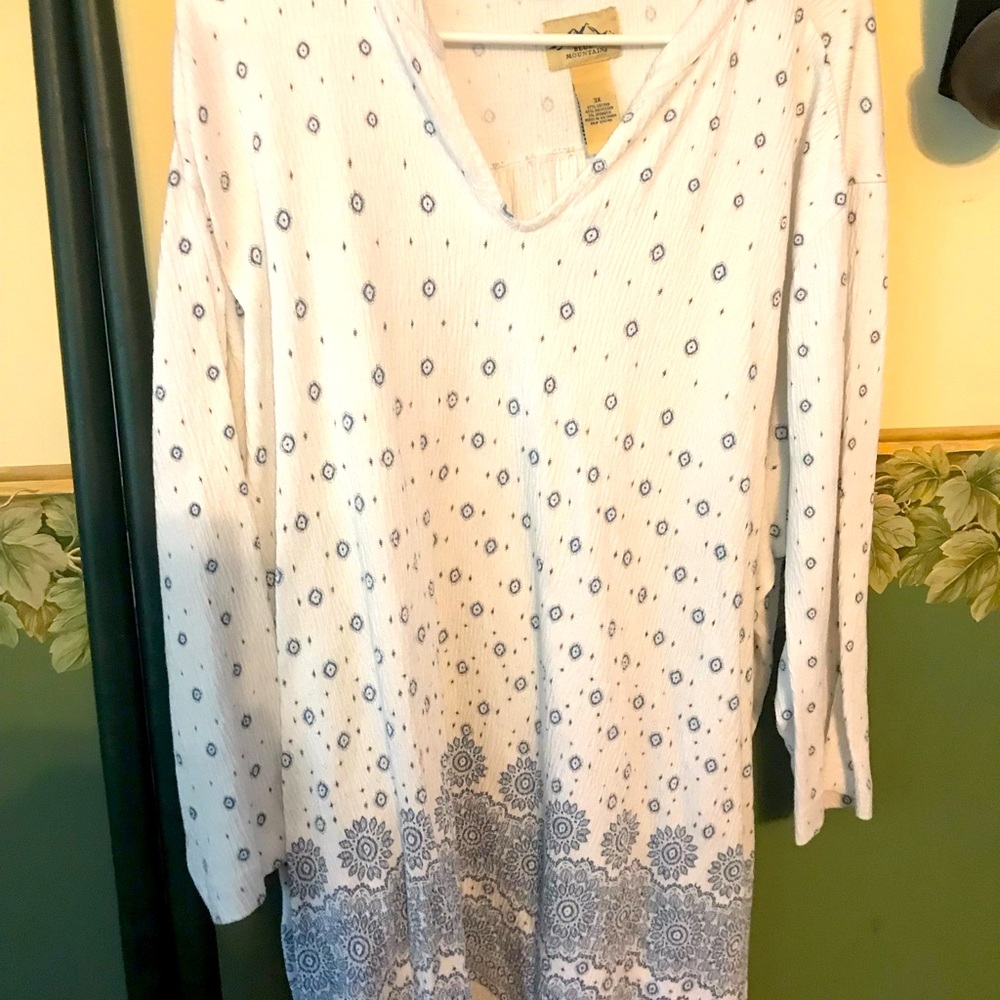 Plus size White and Blue Tunic